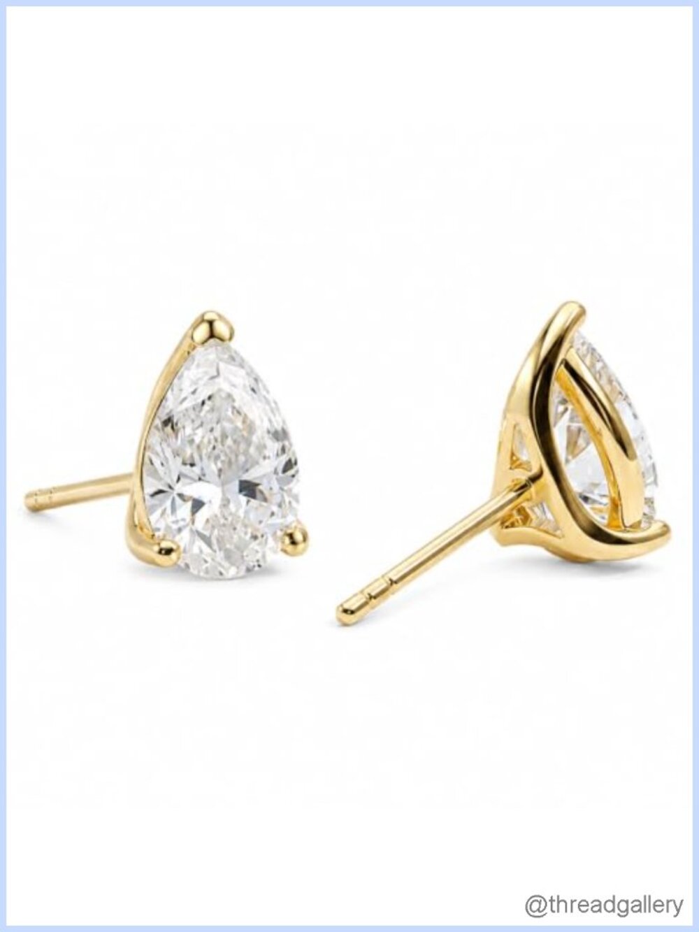 Pear Moissanite Stud Earrings 925 Sterling Silver 18K Gold Plated